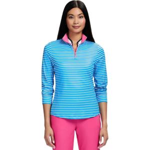 imageIZOD Womens 14 Zip Pullover Performance Stretch Long Sleeve Golf RunningAzure Blue