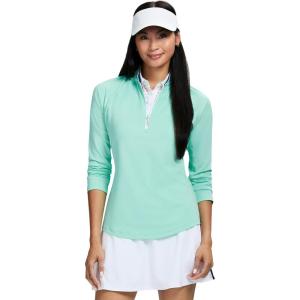 imageIZOD Womens 14 Zip Pullover Performance Stretch Long Sleeve Golf RunningIce Green