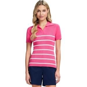 imageIZOD Womens Short Sleeve Sweater Performance Stretch Golf Collared PoloHot Pink