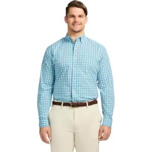 imageIZOD Mens Big and Tall Performance Comfort Long Sleeve Plaid Button DownAdriatic Blue