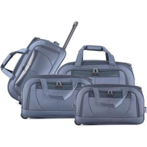 imageIZOD Carol Soft shell Lightweight Duffel Rolling Bag 4 Piece Set Grey