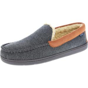 imageIZOD Mens Slipper Knit Venetian Moccasin with Sherpa Fleece Lining GreyBlack Size 8 to 14Black
