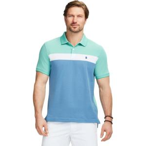 imageIZOD Mens Advantage Performance Short Sleeve Stripe Polo ShirtBeryl Green Colorblock