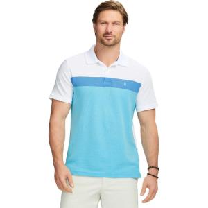 imageIZOD Mens Advantage Performance Short Sleeve Stripe Polo ShirtBright White Colorblock