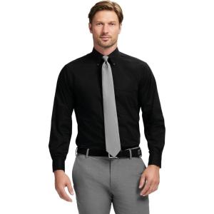 imageIZOD Mens Dress Shirt Regular Fit Long Sleeve Wrinkle Free Stretch Button Down CollarBlack
