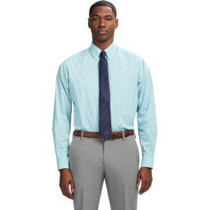 imageIZOD Mens Dress Shirt Regular Fit Long Sleeve Wrinkle Free Stretch Button Down CollarLimpet Shell Plaid