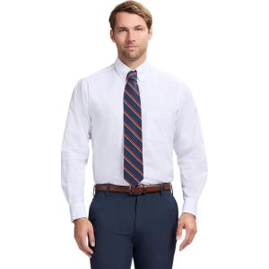 imageIZOD Mens Dress Shirt Regular Fit Long Sleeve Wrinkle Free Stretch Button Down CollarWhite