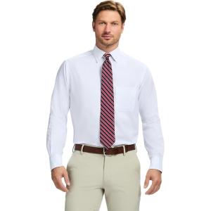 imageIZOD Mens Dress Shirt Regular Fit Long Sleeve Wrinkle Free Stretch Button Down CollarWhite Spread Collar