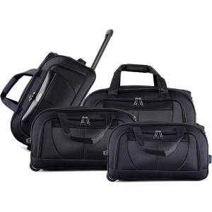 imageIZOD Carol Soft shell Lightweight Duffel Rolling Bag 4 Piece Set Black