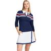 imageIZOD Womens 14 Zip Pullover Performance Stretch Long Sleeve Golf RunningMedieval Blue Stripe