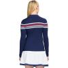 imageIZOD Womens 14 Zip Pullover Performance Stretch Long Sleeve Golf RunningMedieval Blue Stripe