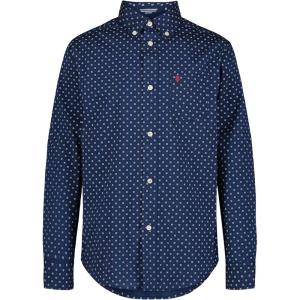 imageIZOD Boys Long Sleeve Plaid ButtonDown Dress ShirtNavy Print