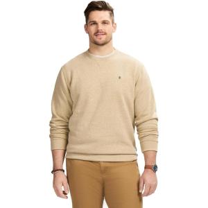 imageIZOD Mens Big and Tall Advantage Performance Crewneck Fleece Pullover SweatshirtCamel Heather
