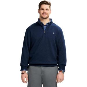 imageIZOD Mens Big and Tall Advantage Performance Quarter Zip Fleece Pullover SweatshirtNavy Blazer