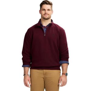 imageIZOD Mens Big and Tall Advantage Performance Quarter Zip Fleece Pullover SweatshirtVelvet Maroon
