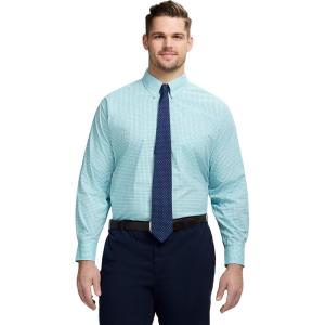 imageIZOD Mens Big and Tall Dress Shirt Long Sleeve Wrinkle Free Stretch Button Down CollarLimpet Shell Plaid