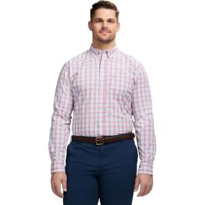 imageIZOD Mens Big and Tall Performance Comfort Long Sleeve Plaid Button DownMauveglow