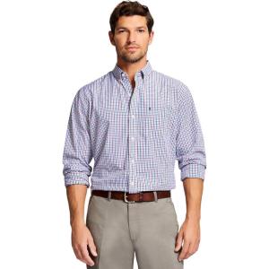 imageIZOD Mens Performance Comfort Long Sleeve Plaid Button DownBiking Red Check
