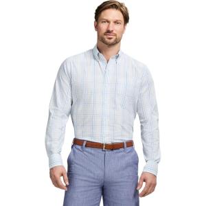 imageIZOD Mens Performance Comfort Long Sleeve Plaid Button DownBright White