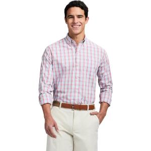 imageIZOD Mens Performance Comfort Long Sleeve Plaid Button DownMauveglow