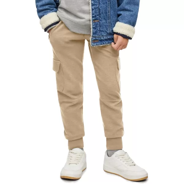 Boys Cargo Sweatpants Kids Casual Drawstring Waist Joggers Soft Knitted Active Pants 5-14 Years