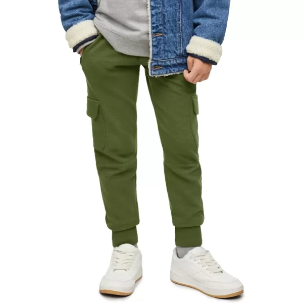 Boys Cargo Sweatpants Kids Casual Drawstring Waist Joggers Soft Knitted Active Pants 5-14 Years