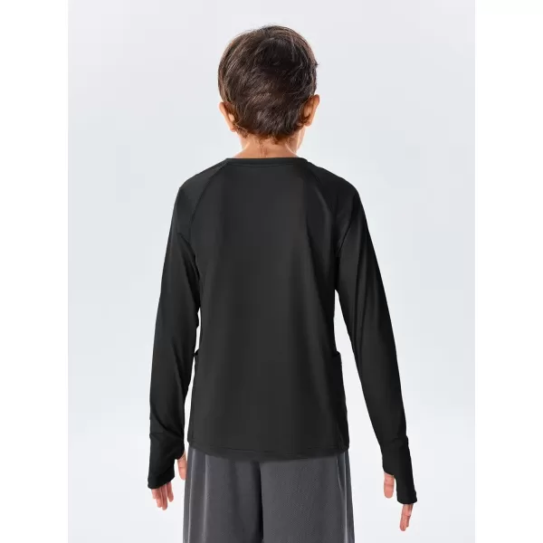 Boys Long Sleeve Athletic Shirts Kids Quick Dry Thumb Hole T-Shirts Tops with Pockets 4-14 Years