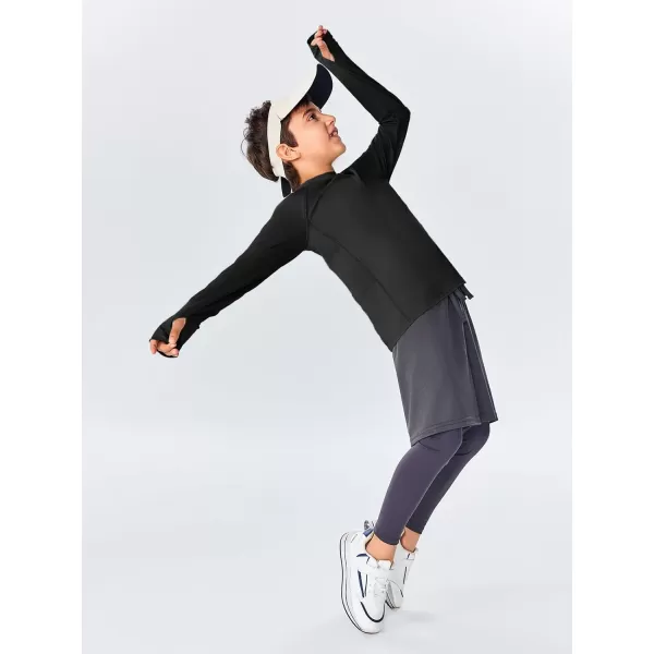 Boys Long Sleeve Athletic Shirts Kids Quick Dry Thumb Hole T-Shirts Tops with Pockets 4-14 Years