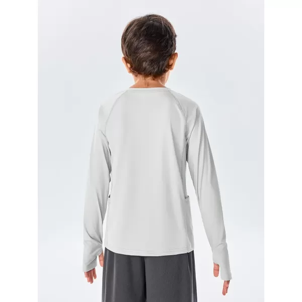 Boys Long Sleeve Athletic Shirts Kids Quick Dry Thumb Hole T-Shirts Tops with Pockets 4-14 Years