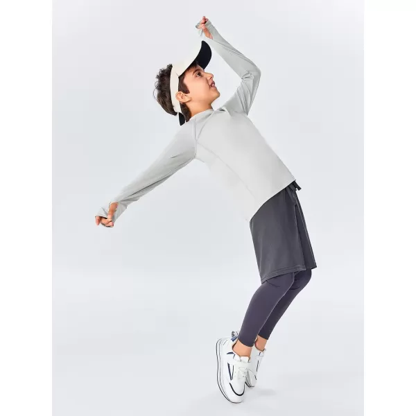 Boys Long Sleeve Athletic Shirts Kids Quick Dry Thumb Hole T-Shirts Tops with Pockets 4-14 Years