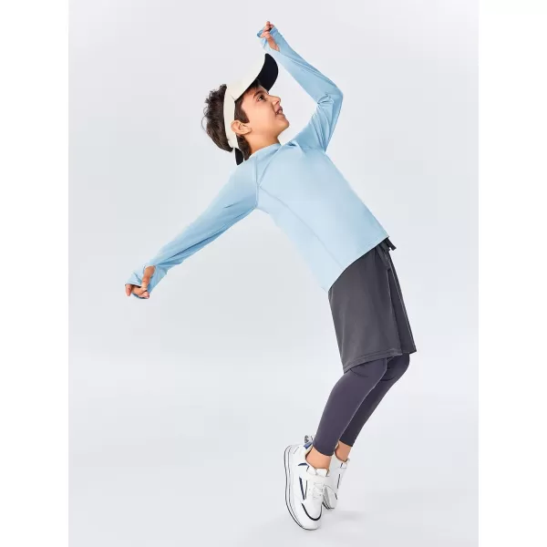Boys Long Sleeve Athletic Shirts Kids Quick Dry Thumb Hole T-Shirts Tops with Pockets 4-14 Years