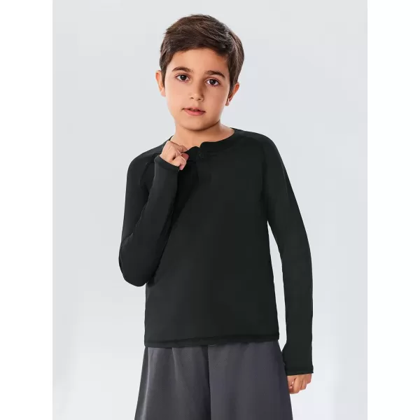 Boys Long Sleeve Thumb Hole Athletic Shirts Kids Dry Fit Henley Tshirts Tops Tees 5-14 Years