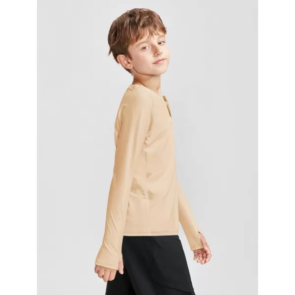 Boys Long Sleeve Thumb Hole Athletic Shirts Kids Dry Fit Henley Tshirts Tops Tees 5-14 Years