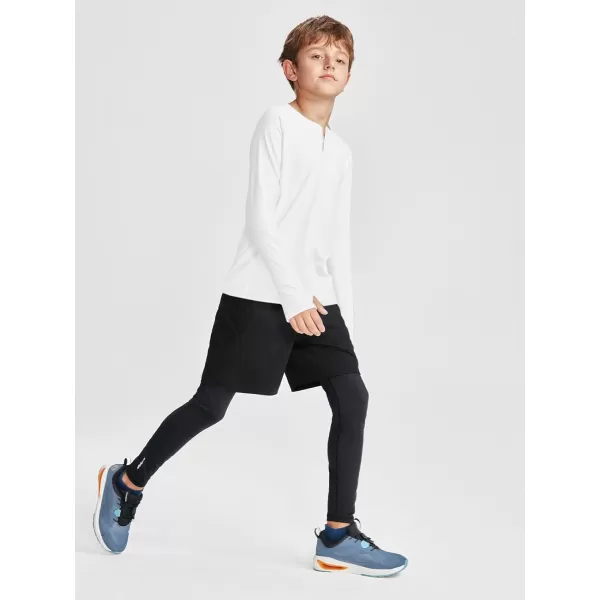 Boys Long Sleeve Thumb Hole Athletic Shirts Kids Dry Fit Henley Tshirts Tops Tees 5-14 Years