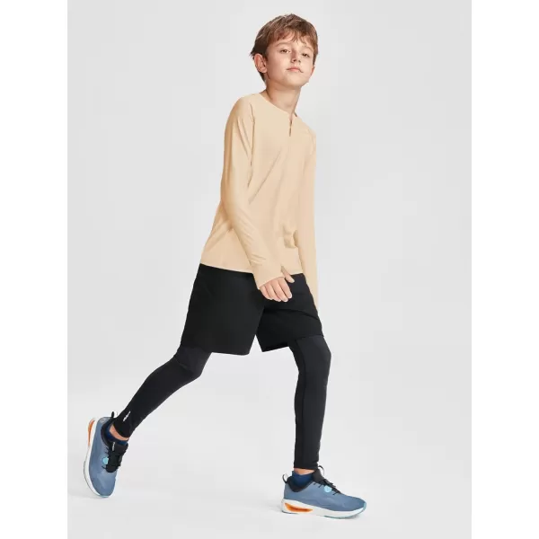 Boys Long Sleeve Thumb Hole Athletic Shirts Kids Dry Fit Henley Tshirts Tops Tees 5-14 Years