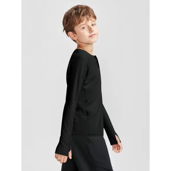 Boys Long Sleeve Thumb Hole Athletic Shirts Kids Dry Fit Henley Tshirts Tops Tees 5-14 Years