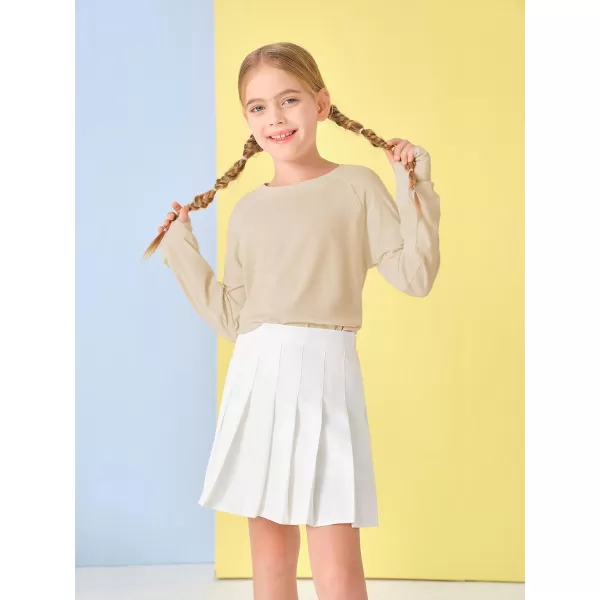 Girls Thumb Holes Long Sleeve Shirts Kids Crewneck Hem Loose Tunic Tops 5-14 Years