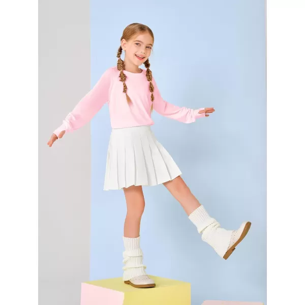 Girls Thumb Holes Long Sleeve Shirts Kids Crewneck Hem Loose Tunic Tops 5-14 Years