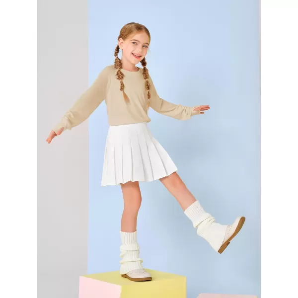 Girls Thumb Holes Long Sleeve Shirts Kids Crewneck Hem Loose Tunic Tops 5-14 Years