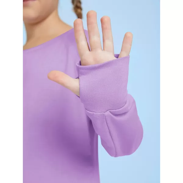 Girls Thumb Holes Long Sleeve Shirts Kids Crewneck Hem Loose Tunic Tops 5-14 Years