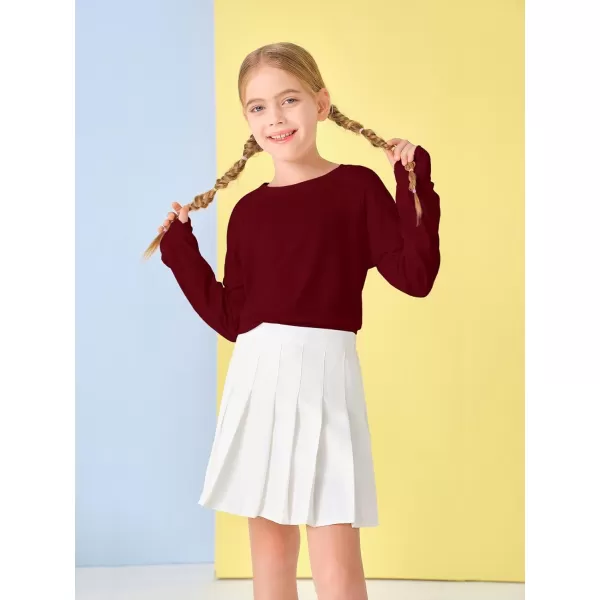 Girls Thumb Holes Long Sleeve Shirts Kids Crewneck Hem Loose Tunic Tops 5-14 Years