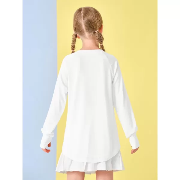Girls Thumb Holes Long Sleeve Shirts Kids Crewneck Hem Loose Tunic Tops 5-14 Years
