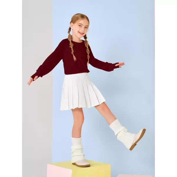 Girls Thumb Holes Long Sleeve Shirts Kids Crewneck Hem Loose Tunic Tops 5-14 Years