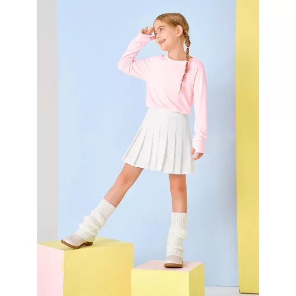 Girls Thumb Holes Long Sleeve Shirts Kids Crewneck Hem Loose Tunic Tops 5-14 Years