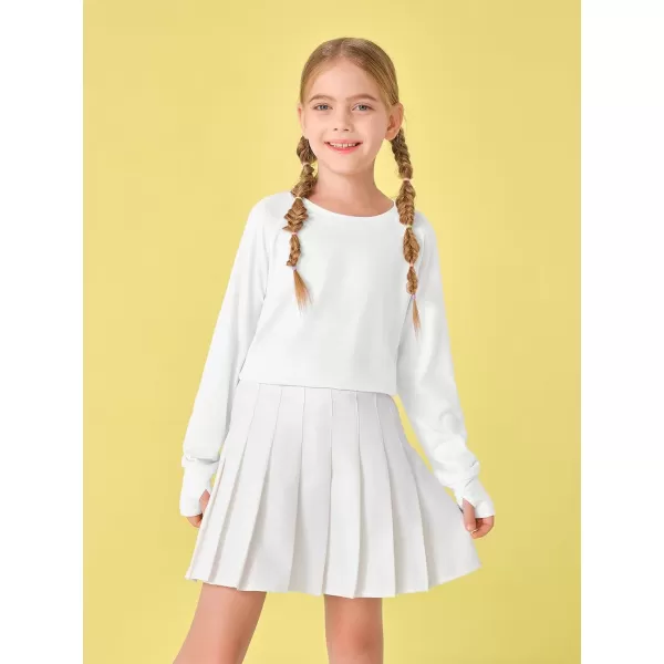 Girls Thumb Holes Long Sleeve Shirts Kids Crewneck Hem Loose Tunic Tops 5-14 Years