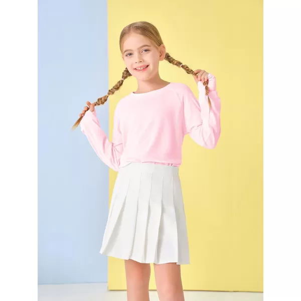 Girls Thumb Holes Long Sleeve Shirts Kids Crewneck Hem Loose Tunic Tops 5-14 Years