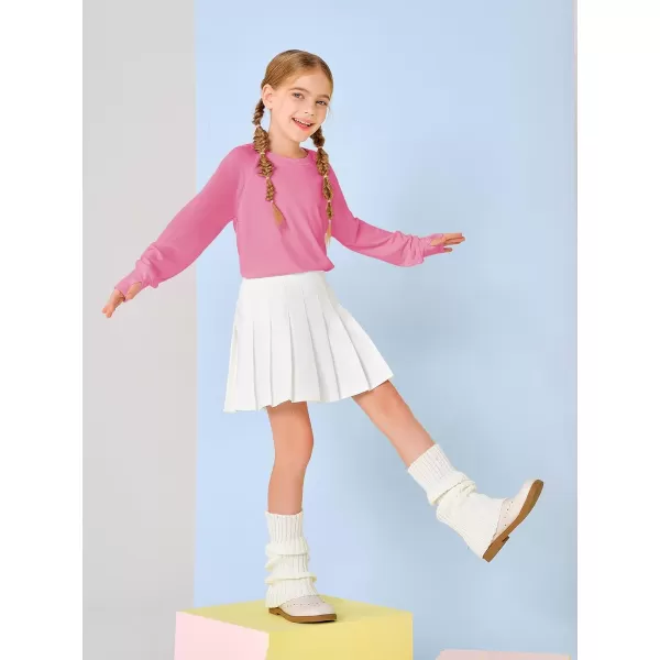 Girls Thumb Holes Long Sleeve Shirts Kids Crewneck Hem Loose Tunic Tops 5-14 Years