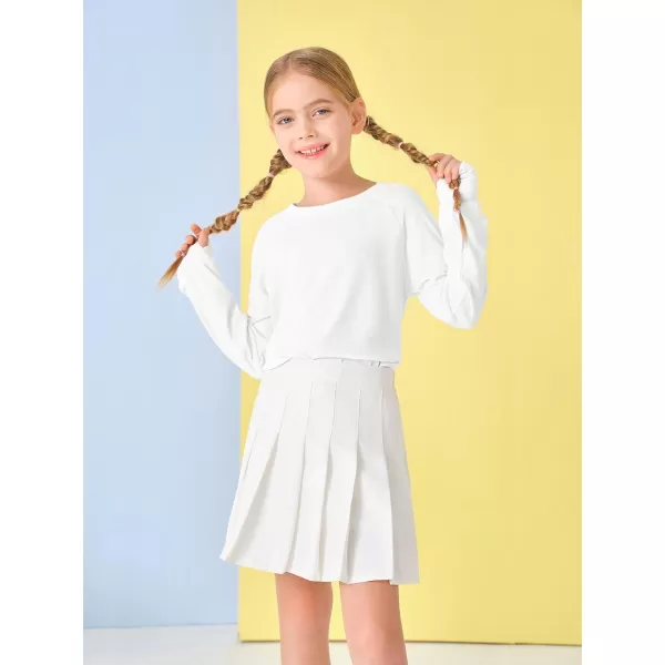 Girls Thumb Holes Long Sleeve Shirts Kids Crewneck Hem Loose Tunic Tops 5-14 Years