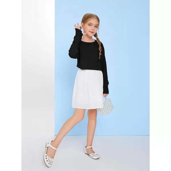 Girls Thumb Holes Long Sleeve Shirts Kids Crewneck Hem Loose Tunic Tops 5-14 Years