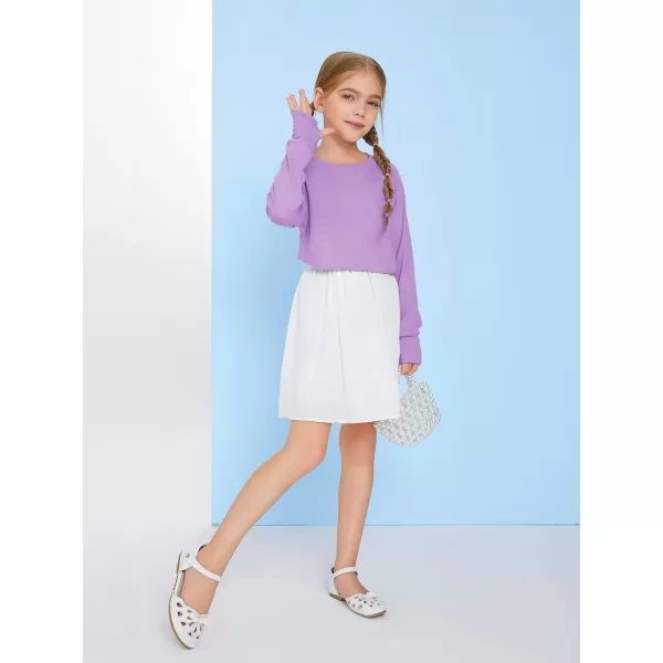 Girls Thumb Holes Long Sleeve Shirts Kids Crewneck Hem Loose Tunic Tops 5-14 Years